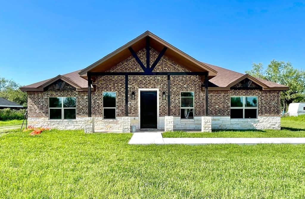 Brick and stone exterior new home construction